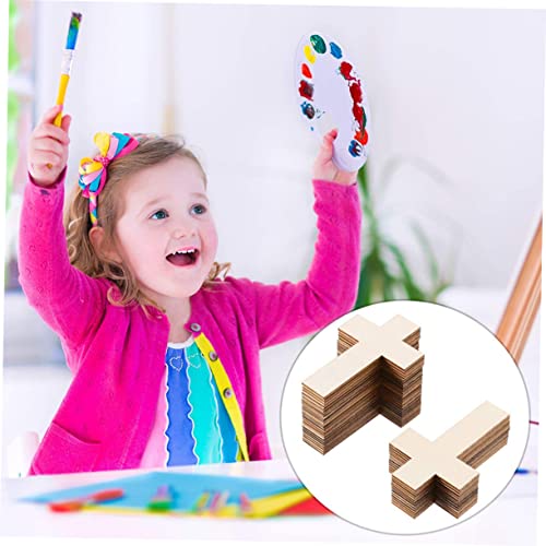 NOLITOY 60 Pcs Easter Cross Home Decor Cross Shape Wood Slices Wood Crafts Wooden Crafts Wooden Cross Cutouts Blank Wooden Cutout Wooden Chips Adorn NOLITOY
