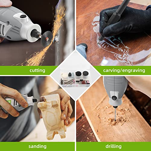 Rotary Tool Kit, 200W 1.8 AMP Huepar Tools with Flex Shaft 239pcs Accessories include MultiPro Keyless Chuck, 6 Variable Speed 10000-40000RPM Huepar Tools