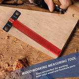 HFM Woodworking Scriber T-Square Ruler 12 inch, Architect Ruler for Carpenter Work, Layout and Measuring, Aluminum Alloy Square Layout Scriber Heavy fog mountain