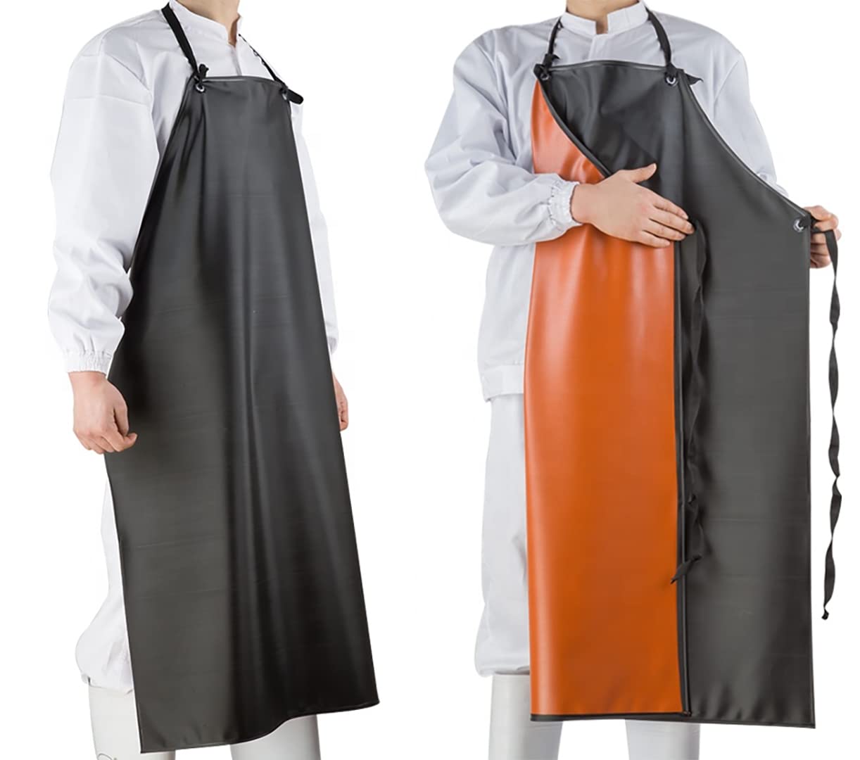 ETBOL Chemical Resistant Vinyl Apron - Black Plus Size Unisex PVC Aprons for Dishwashing,Dog Grooming,Gardening,Fish Cleaning,Lab Work ETBOL