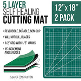 U.S. Art Supply - Pack of 2-12" x 18" Green/Black Professional Self Healing 5-Ply Double Sided Durable Non-Slip Cutting Mat Great for Scrapbooking, U.S. Art Supply