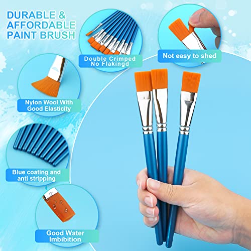 10pcs 1 inch Flat Paint Brushes Acrylic Paint Brush Big Paint Brushes Watercolor Synthetic Brushes Bulk Wooden Handle Painting Brush Detail Oil