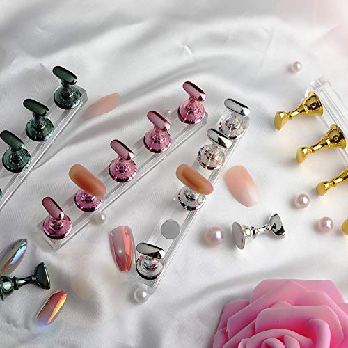 2 Sets Pink Nail Stand for Press on Nails Display, Magnetic Fake Nails Holder for Painting Nails Practices, Beginner Acrylic Nail Art Kit JUSTOTRY