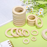 KALLORY Macrame Wooden Rings 80pcs Unfinished Solid Large Wooden Circle Round Ring Macrame Plant Hanger for DIY Craft Pendant Connectors Jewelry KALLORY
