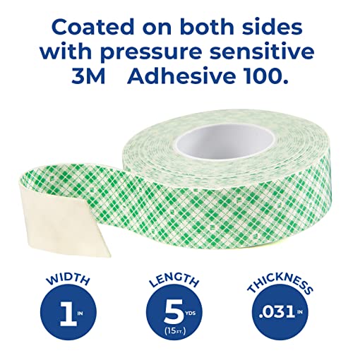 3M Double Coated Urethane Foam Tape 4032 Double Sided Durable Adhesive (1in x 5yds) Attach, Bond, Mount 3M