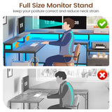SEDETA L Shaped Office Desk, 66" Home Office Desk with File Drawer & Power Outlet, Gaming Desk with Led Lights, Corner Computer Desk with Monitor SEDETA