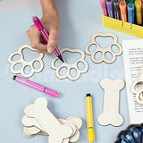 Framendino, 30 Pack Unfinished Wood Dog Bone Cutouts Dog Paw Print Wooden Ornament for DIY Crafts Painting Framendino