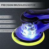 Electric Random Orbital Sander 350W Brushless Motor 3/16 in Orbit, 110V 6-Inch 10000 RPM Variable Speed Tool for Metal Fabrication, Woodworking Walls Hueborly