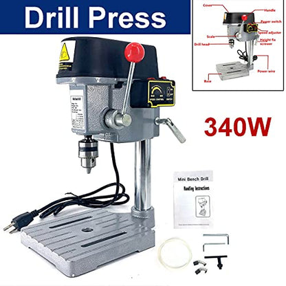 EWANYO 3-Speed Benchtop Drill Press, Electric Bench Wood Drilling Machine for DIY Creation, Small and Precise Work Like Jewelry Making Woodworking - WoodArtSupply