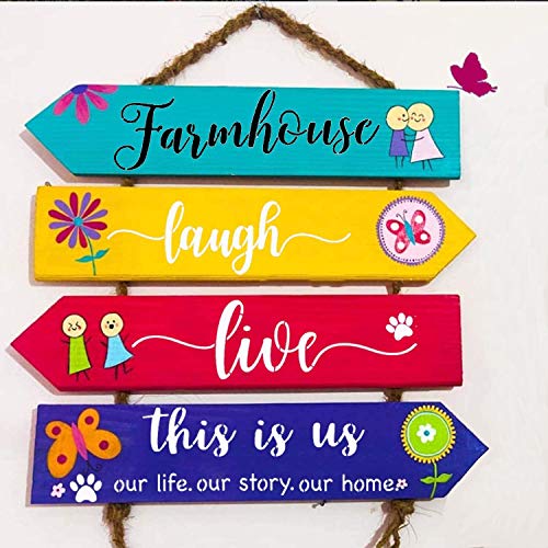 Unfinished Wood Sign Blank Rectangle Hanging Wooden Plaque DIY Craft Project Wood Sign with Rope Door Wall Art (15.7 x 4.7 x 0.2 in, 6-Pack) YOUFU