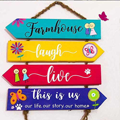 Unfinished Wood Sign Blank Rectangle Hanging Wooden Plaque DIY Craft Project Wood Sign with Rope Door Wall Art (15.7 x 4.7 x 0.2 in, 6-Pack)