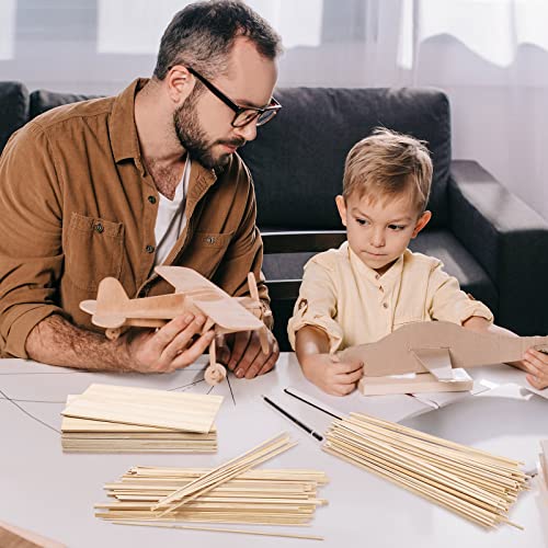 240 Pieces Balsa Wood Sticks Hardwood Square Wooden Craft Dowel Rods Unfinished Balsa Wood Sheets 12 Inch Thin Wooden Strips 1/4 Inch 1/8 Inch for Chunful