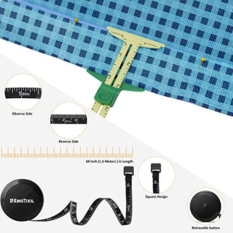 78 Pcs Rotary Cutter Set - KingTool 45mm Cutter Kit with A3 Cutting Mat, Fabric Scissors 3 Replacement Blades, Quilting Rulers, Sewing Clips, Sewing KINGTOOL