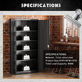 Greenvelly Storage Cabinet, 72” Black Garage Steel Locking Cabinet with Doors and 4 Adjustable Shelves, Tall Lockable File &Tool Cabinet for Home Greenvelly