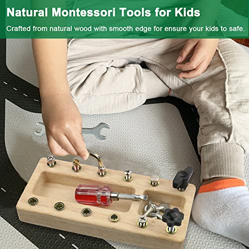 Inslat Montessori Screwdriver Board Set, Wooden Montessori Toys for 3 4 5 Year Old Kids, Educational Screw Board Sensory Learning Toys STEM Fine Inslat