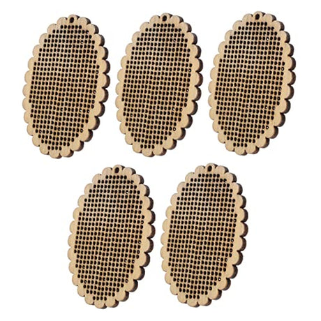 FAVOMOTO 5Pcs Cross Stitch Wood Pieces Embroidery Starter kit Charm Holder for Necklace Wooden Cross Plate Unfinished Wood Shapes Embroidery Plaque FAVOMOTO