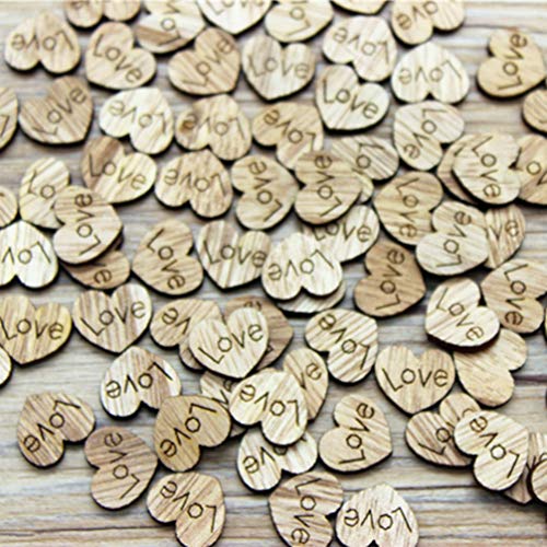 LIOOBO 500Pcs Wood Crafts Wooden Crafts Wooden Hearts Love Wooden Buttons 100pcs Bamboo