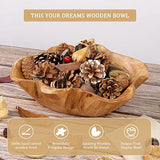 DeziWood Irregular Wooden Bowls for Decor, Unique Hand Carved Decorative Farmhouse Wooden Fruit Bowls, Large Wood Bowl for Nut Keys Jewelry Pine DeziWood