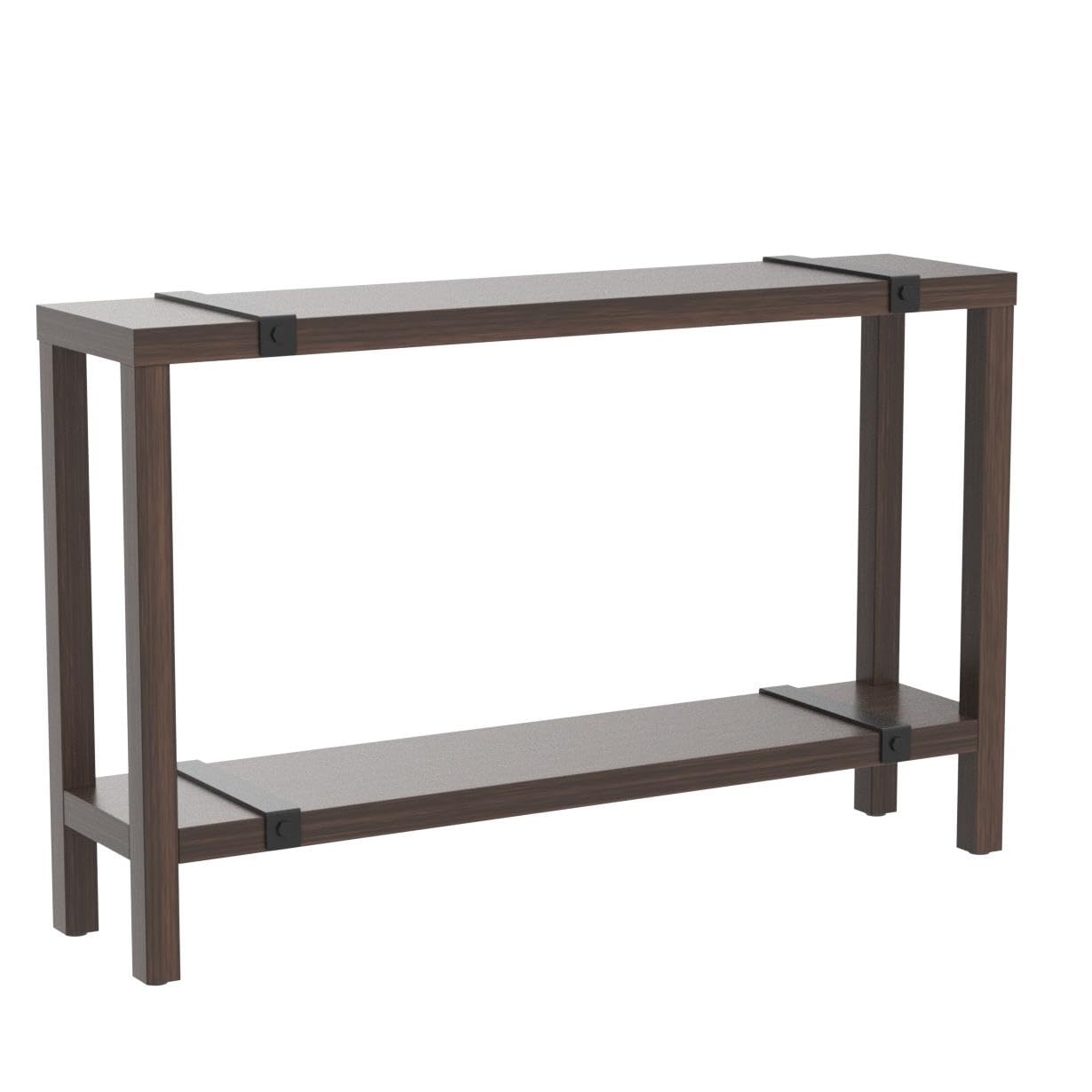 Modern Farmhouse Wood Entryway Table – Skinny Console Table with Storage – Entry Table with Metal Details - Narrow Sofa Table - Living Room Furniture