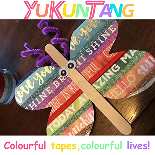 YUKUNTANG Skinny Glitter Paper Washi Tape Set 24 Rolls 12 Color Masking Tape for DIY Crafts Book Designs YUKUNTANG