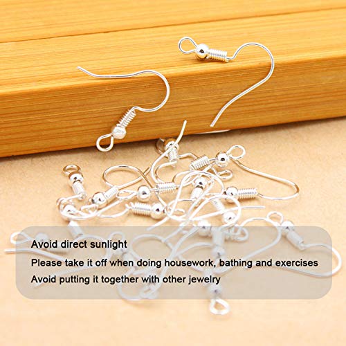 925 Sterling Silver Earring Hooks 150 PCS/75 Pairs,Ear Wires Fish Hooks,500pcs Hypoallergenic Earring Making kit with Jump Rings and Clear Silicone Huucky