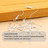 925 Sterling Silver Earring Hooks 150 PCS/75 Pairs,Ear Wires Fish Hooks,500pcs Hypoallergenic Earring Making kit with Jump Rings and Clear Silicone Huucky