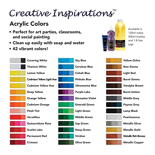 Creative Inspirations Acrylic Paint - Smooth, Rich, Creamy, Free-Flowing and Washable Paint, Crimson, 500 mL Bottle Creative Inspirations