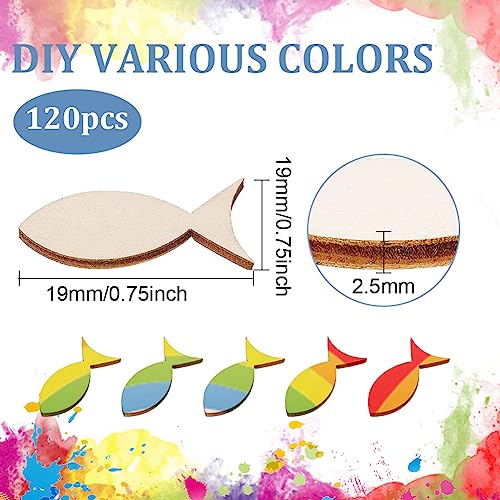 BENECREAT 120PCS Natural Wood Fish Cutouts, 1.5x0.7inch DIY Unfinished Graffiti Wood Shavings for Paintings, Crafts, Home Decor, Beach Parties, 2.5mm - WoodArtSupply