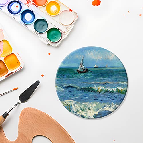 24 PCS Unfinished Round Wood Coasters, SIJDIEE 4 Inch Blank Wooden Craft Coasters with Non-Slip Foam Pad Stickers for DIY Stained Painting Wood SIJDIEE