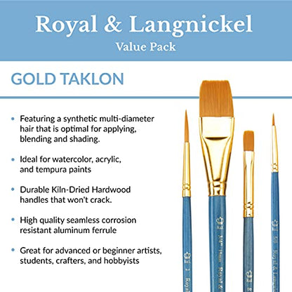 Royal Brush Manufacturing Royal and Langnickel Zip N' Close 7-Piece Brush Set, Taklon Filbert - WoodArtSupply