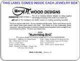 MarqArt Hummingbird Wood Art Gift Trinket Box & Jewelry Boxes - Handmade USA - Unmatched Quality - Unique, No Two are the Same - Original Work of MarqArt