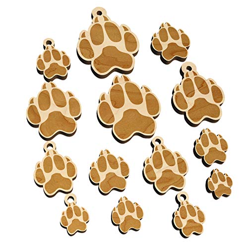 Wolf Coyote Paw Print Mini Wood Shape Charms Jewelry DIY Craft - 16mm (22pcs) - with Hole Sniggle Sloth