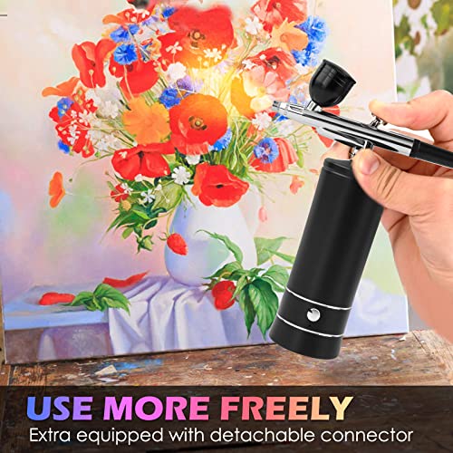 Airbrush Kit with Compressor, Air Brush Gun Rechargeable Portable High Pressure Air Brushes with 0.3mm Nozzle and Cleaning Brush Set for Painting, - WoodArtSupply