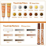REALINN Wood Furniture Repair Kit- Set of 28 - Touch Up Markers, Fillers with Wood Putty - Repair Scratch, Cracks, Hole, Discoloration for Wooden REALINN