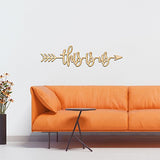 This is us Right Arrow Wood Sign Home Decor Wall Art Hanging Rustic Unfinished 24" x 6" Woodums