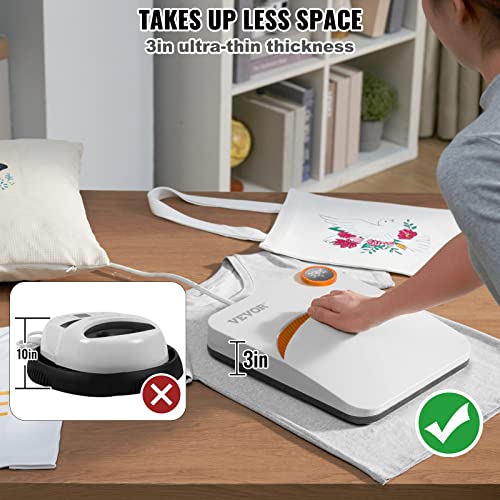 VEVOR Heat Press Machine,10x12inches Portable Shirt Printing Multifunctional Sublimation Transfer Heat Press Machine Teflon Coated, Easy Iron-on VEVOR