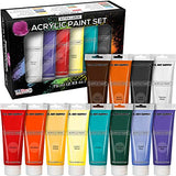 U.S. Art Supply Professional 12 Color Set of Acrylic Paint in Extra-Large 75ml Tubes - Rich Pigment Vivid Colors for Artists, Students, Beginners, US Art Supply