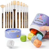 Fuumuui Professional Oil Paint Brush Set & Inspiration Art Dice, 11pcs Superior Hog Bristle Paint Brushes with Wooden Art Dice for Creative Block Fuumuui