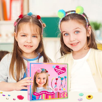 Headband Making Kit for Girls Arts and Crafts for Kids Ages 4-6 6-8 8-12 Make Your Own 12 Fashion Headbands DIY Hair Accessories Set Toys for 4 5 6 7 - WoodArtSupply