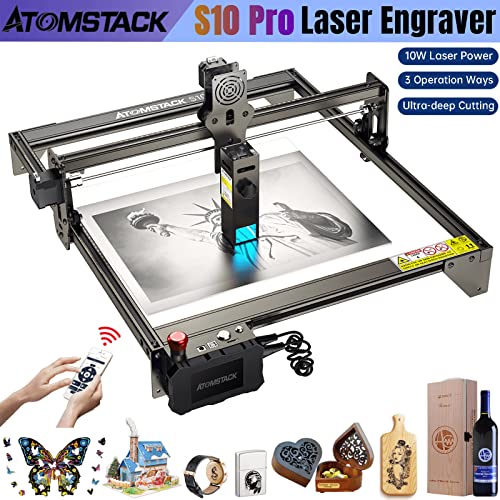 ATOMSTACK S10 Pro Laser Engraver, 10W Output Diode Laser Cutting Machine with 0.06*0.06mm Compressed Spot, 50W High Precision Laser Engraving KoveYzao