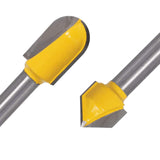 Yakamoz 6Pcs 1/4" Shank Carbide 90 Degree V-Groove and Round Nose Groove Router Bit Set 3D CNC Signmaking Lettering Engraving Cutter Woodworking YAKAMOZ