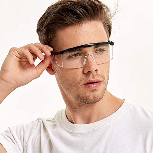 mozeeda Safety Glasses Men Women Clear Safety Glasses Goggles Over Eyeglasses, Z87 UV 400 Anti-fog Adjustable Temples Protection Goggles for mozeeda