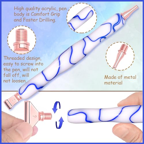 Praise V Do Diamond Painting Art Drill Pen Kit with Screw Stainless Steel Silver Metal Tip Nibs Placers Roller Tool Accessories, Ergonomic Diamond Praise V Do