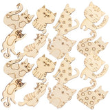 ibasenice 100pcs Wood Cat Cutouts Unfinished Wood Cat Shape Cutouts Blank Wood Cat Lover Pet Animal Door Hanger Wood Cat Ornament Slices for DIY ibasenice