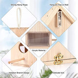 YUEPET 2Pcs Outdoor Bird Houses Transparent Wooden Bird House for Outside with Lanyard and Screws,Hanging Birdhouse Clearance for Finch Bluebird YUEPET