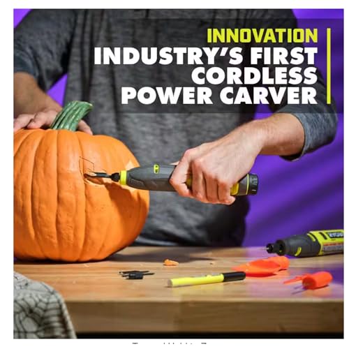 Power Carver Bundle with Ryobi Carver and Buho Tool Pouch, USB Lithium 2.0 Ah Battery and Charging Cable - Wood Carving Tool - Includes Straight Buho