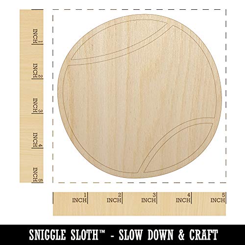 Tennis Ball Doodle Unfinished Wood Shape Piece Cutout for DIY Craft Projects - 1/8 Inch Thick - 4.70 Inch Size Sniggle Sloth