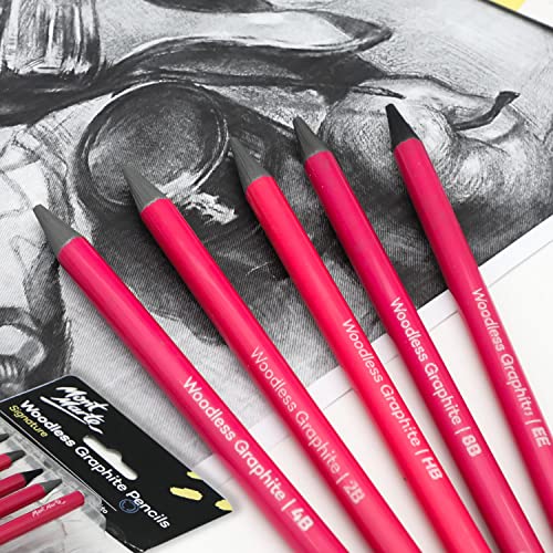 MONT MARTE Woodless Graphite Pencils 6 Piece (HB, 2B, 4B, 6B, 8B and EE), Suitable for Sketching, Drawing and Shading MONT MARTE