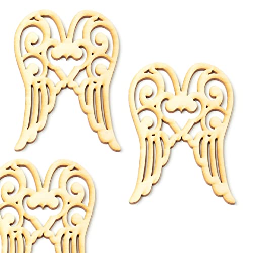 Pack of 24 Unfinished Wood Angel Wings Cutouts by Factory Direct Craft - Blank Angel Wing Wooden DIY Shapes for Christmas Holiday Crafts (3-1/4" x Factory Direct Craft