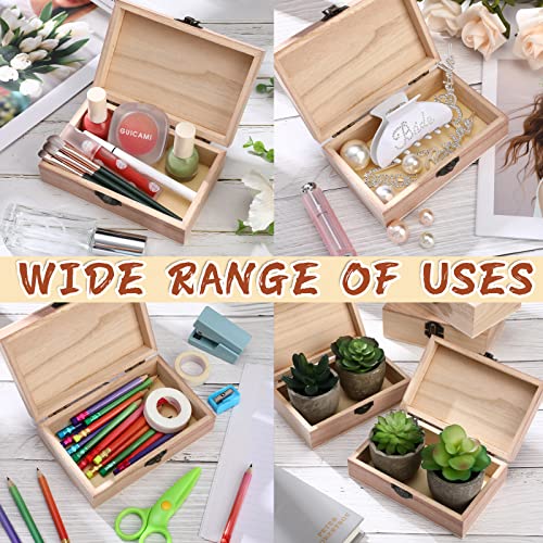 Yookeer Unfinished Wooden Boxes with Hinged Lid Wood Bulk Box for Crafts Rectangle Keepsake Box Front Clasp Wooden Storage Box for Crafts Paint DIY Yookeer